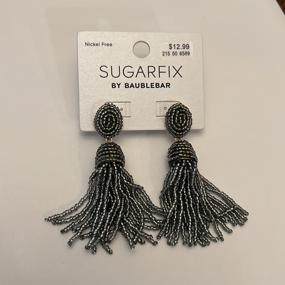 Sugarfix by BaubleBar Silver Beaded Tassel Earrings - Picture 3 of 4